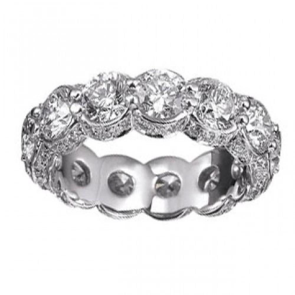 9.50 Carats Round Lab Grown Diamond Eternity Wedding Band 14K White Gold