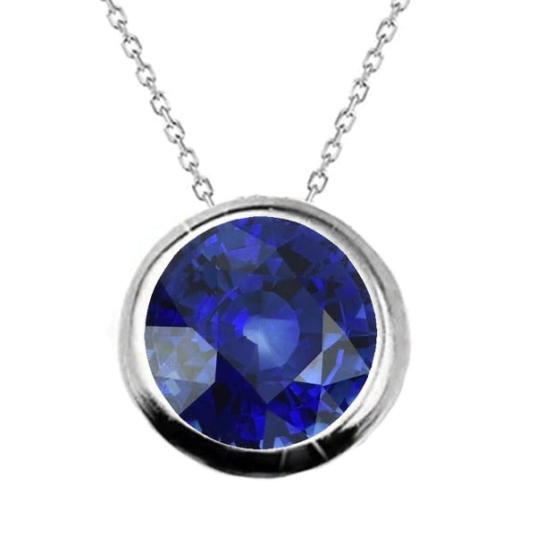 Solitaire Round Gemstone Pendant Necklace Bezel Set 4.50 Carats - Gemstone Pendant-harrychadent.ca