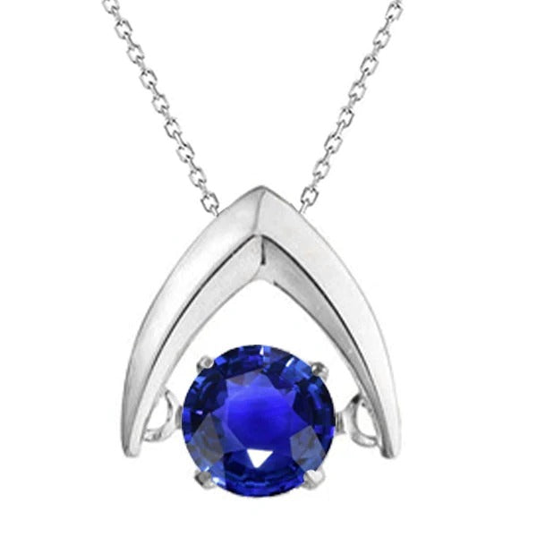 Solitaire V Pendant Round Gemstone Gold Ladies Jewelry 2 Carats - Gemstone Pendant-harrychadent.ca