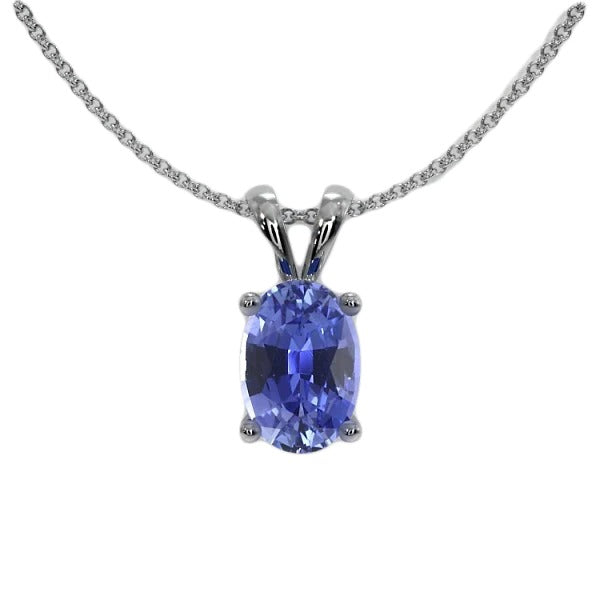 Solitaire Pendant Oval Gemstone Ladies Jewelry 2 Carats 14K White Gold - Gemstone Pendant-harrychadent.ca