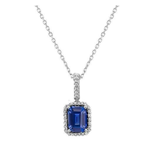 Halo Emerald Gemstone & Round Diamond Pendant Necklace 1.25 Carats - Gemstone Pendant-harrychadent.ca