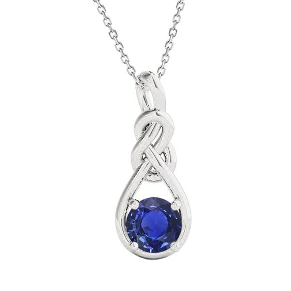 Solitaire Pendant Gemstone Infinity Twisted Style 14K Gold 1 Carat - Gemstone Pendant-harrychadent.ca