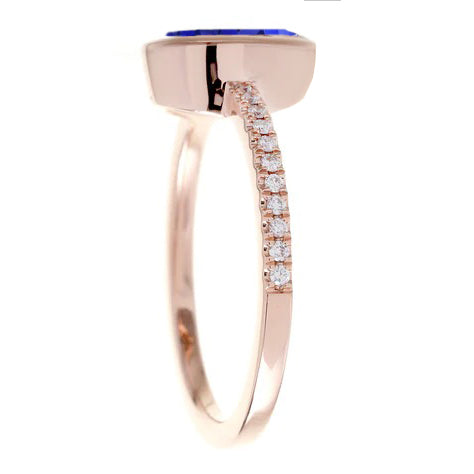 Blue Sapphire Solitaire Ring Bezel Set With Diamonds Gold 3.50 Carats - Gemstone Ring-harrychadent.ca