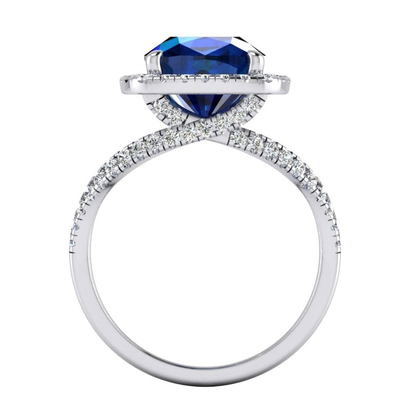 Gold Cushion Tanzanite Diamond Ring