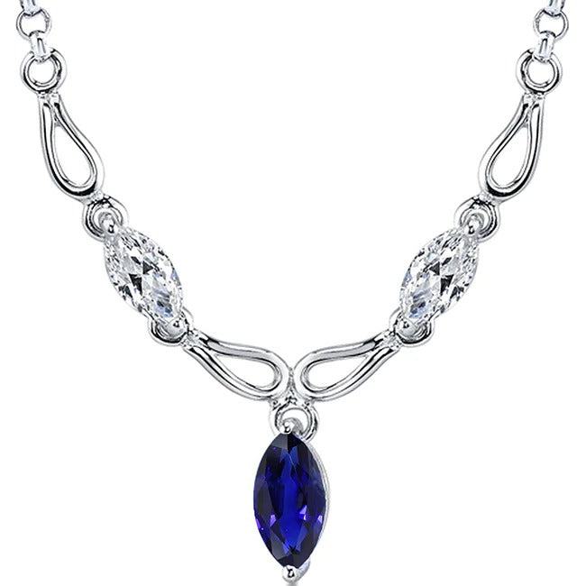 3 Stone Marquise Ceylon Sapphire & Diamond Pendant 3 Carats 14K Gold - Gemstone Pendant-harrychadent.ca