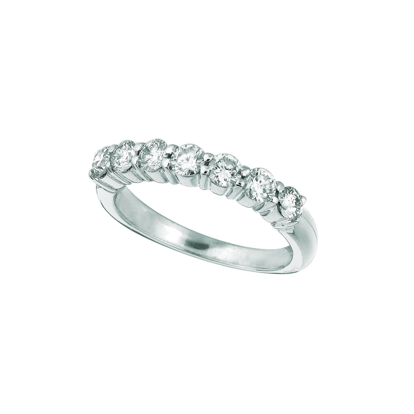 Lab Grown Diamond 7 Stone Half Eternity Band 1.05 Carats 14K White Gold- Half Eternity Band-harrychadent.ca