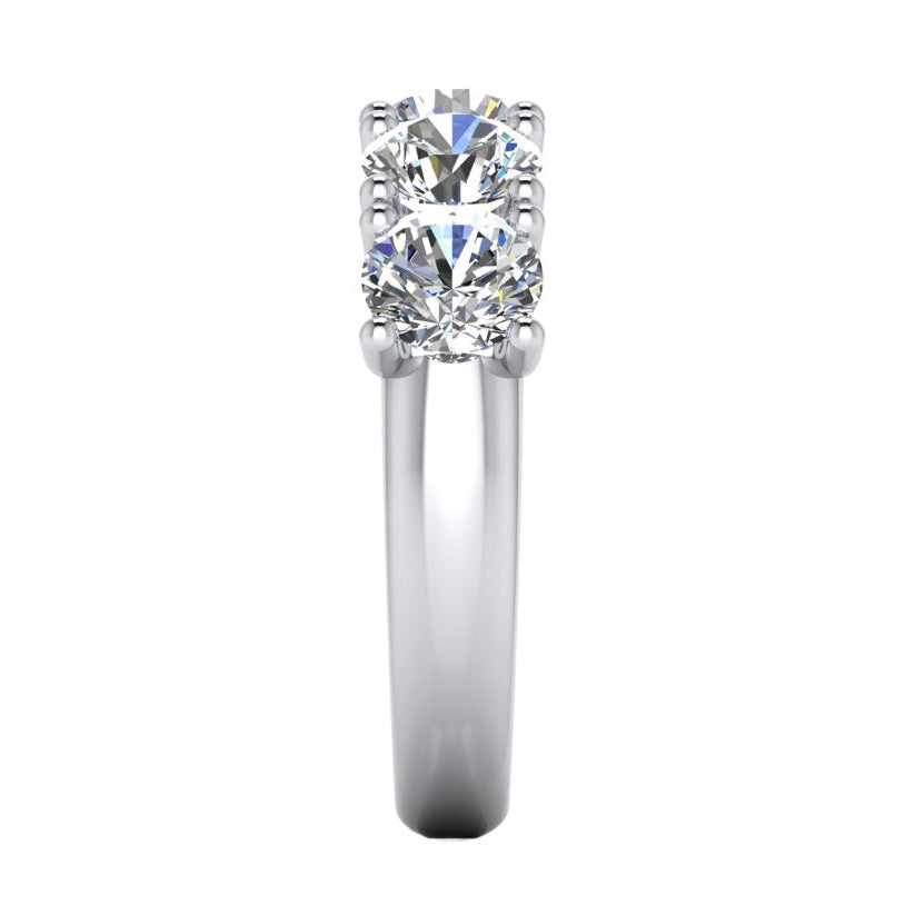 Ladies Round Lab Grown Diamond Half Eternity Band 3 Carats U Prong Set