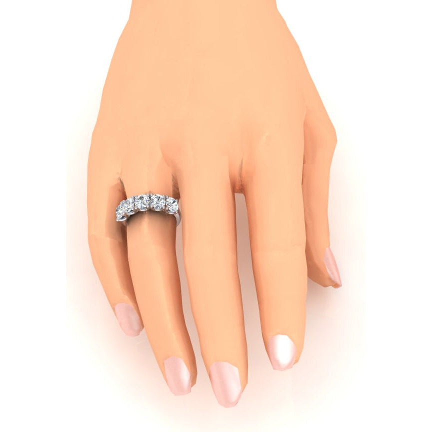 Ladies Round Lab Grown Diamond Half Eternity Band 3 Carats U Prong Set