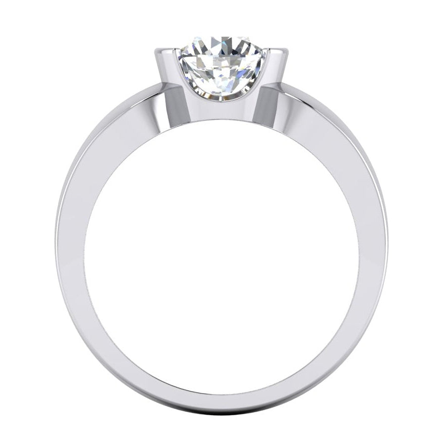 Solitaire Diamond Ring Half Bezel Setting 1.50 Carats Men's White Gold