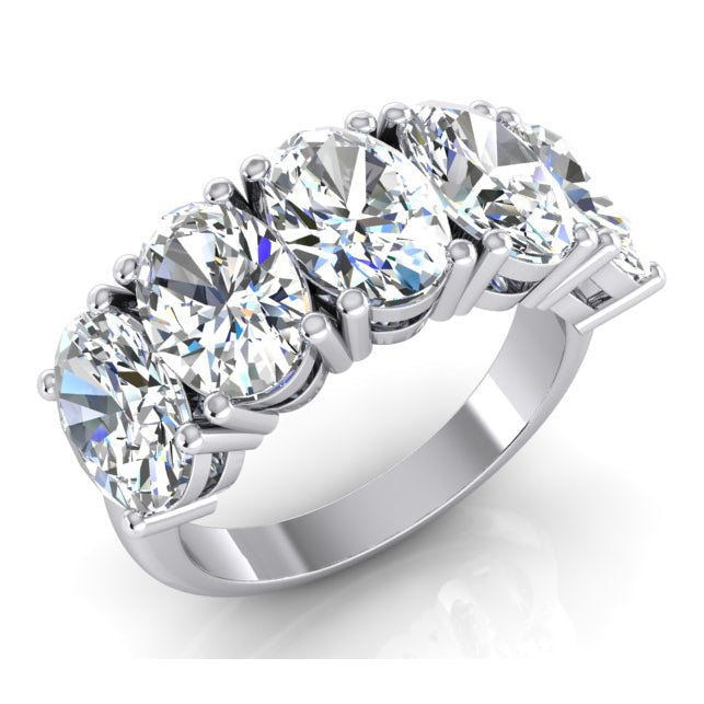 5 Stone Diamond Anniversary Band Gold Oval Cut Jewelry 5 Carats