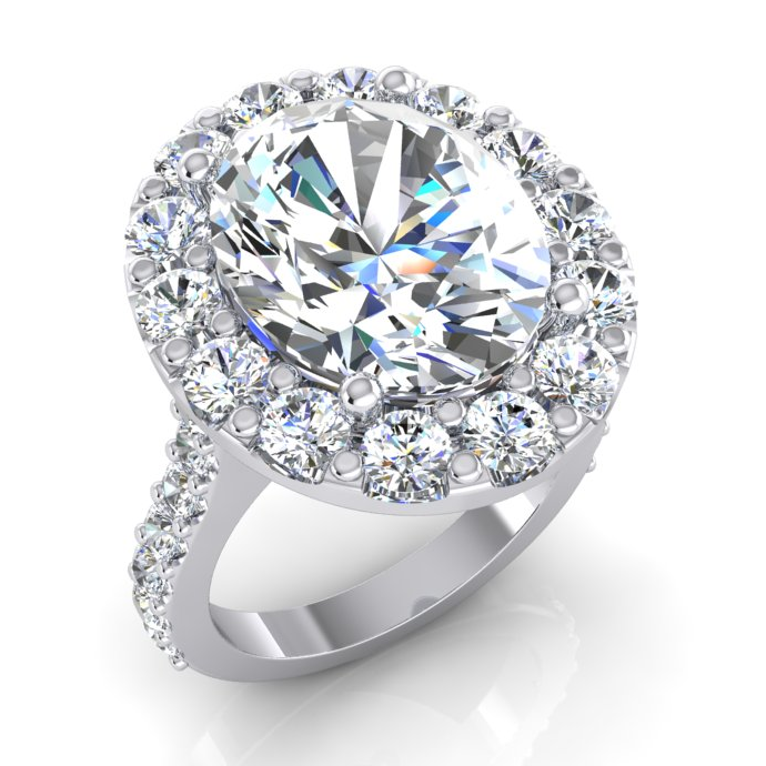 Women's Halo Ring Oval Cut Engagement Jewelry