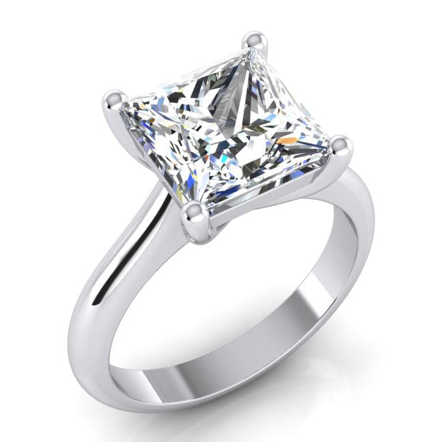 Princess Cut Solitaire Engagement Ring 2.50 Carats