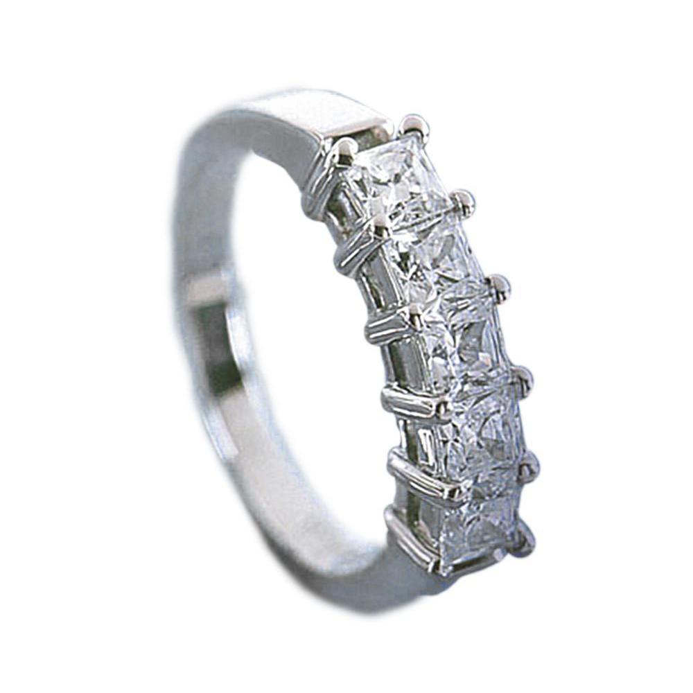 Princess Cut Lab Grown Diamond Ladies Half Eternity Band 2.50 Carat White Gold - Half Eternity Band-harrychadent.ca