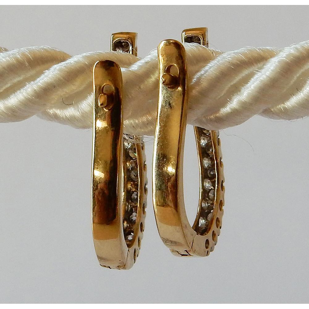 Real Diamond Hoop Earrings Round 0.5 Carats G/H VS1 Two Tone Finish