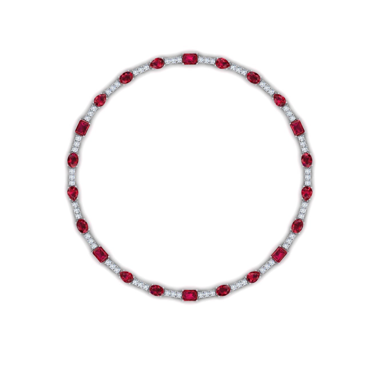 Red Ruby Diamond Necklace 46.50 Carats Gemstone Jewelry