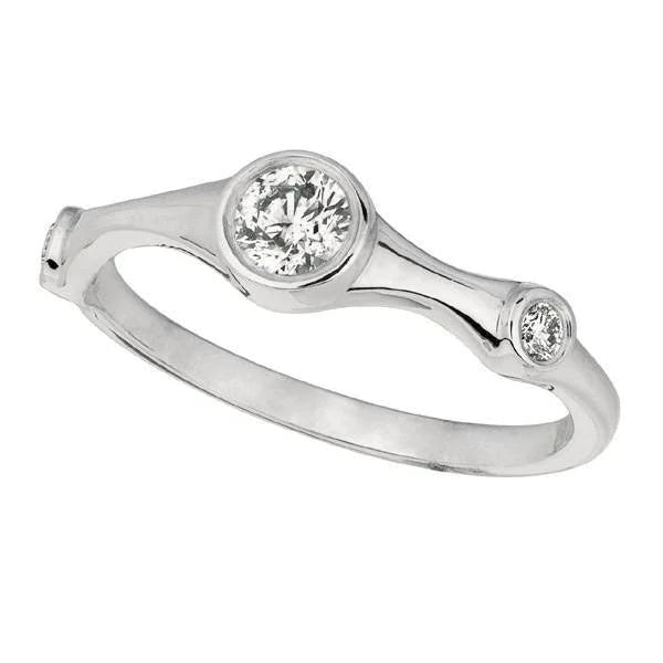 Round Lab Grown Diamonds 0.60 Carats Bubble Ring White Gold 14K Bezel Setting