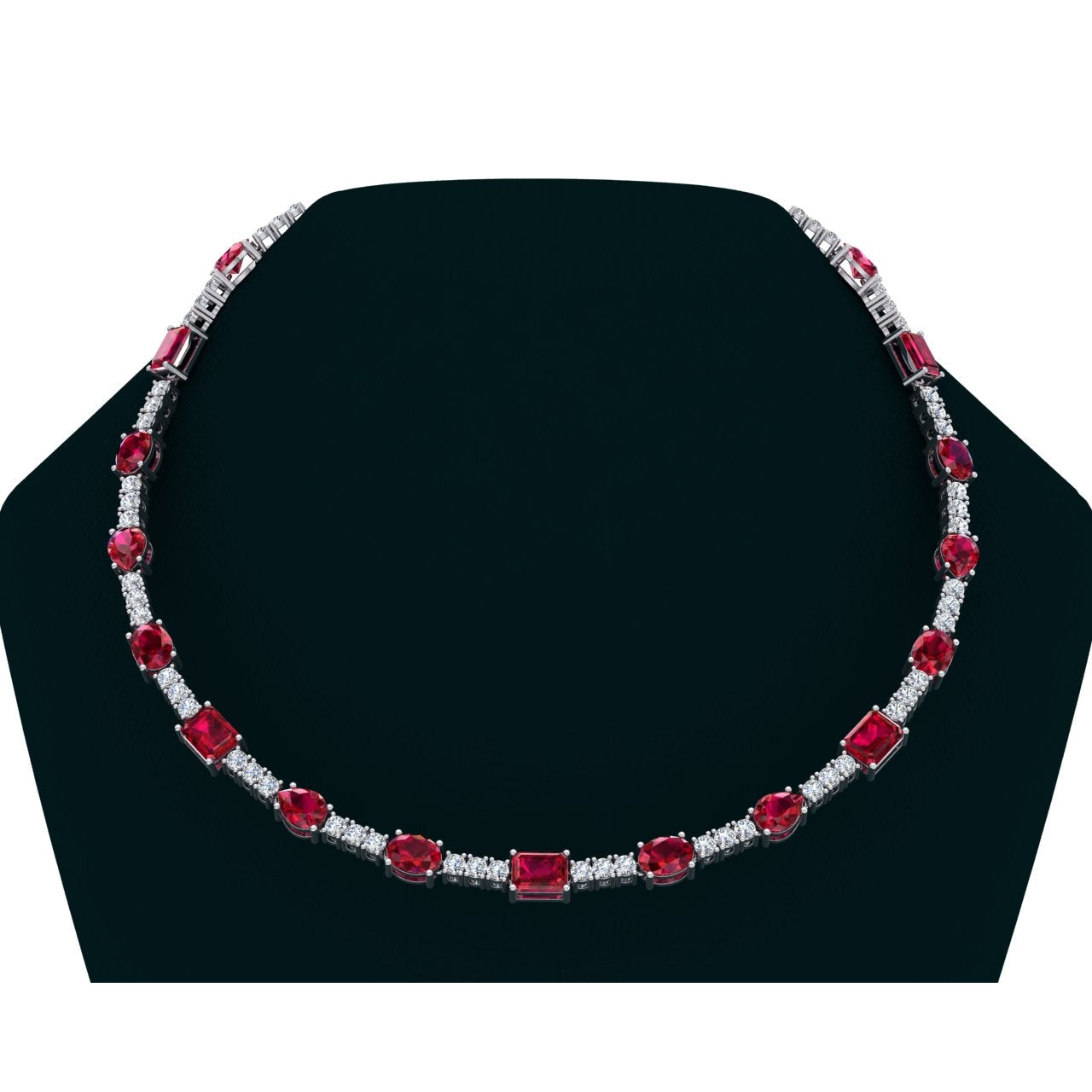 Red Ruby Diamond Necklace 46.50 Carats Gemstone Jewelry