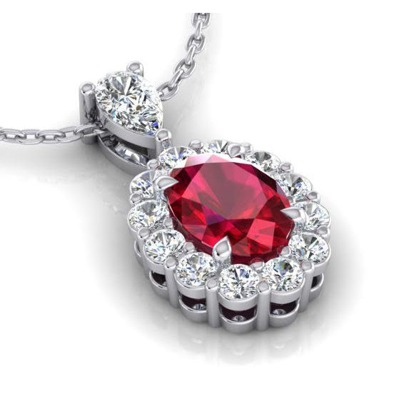 Eagle Claw Prongs Ruby Necklace Halo Gemstone Jewelry