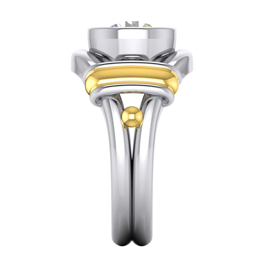 Two Tone Diamond Solitaire Mens Ring Bezel Set 2 Carats - Mens Ring-harrychadent.ca