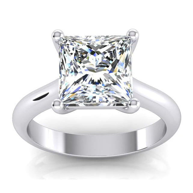Princess Cut Solitaire Engagement Ring 2.50 Carats