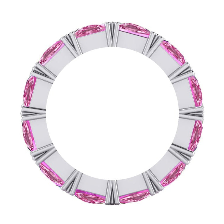 Trilliant Pink Sapphire Lab Grown Diamond Eternity Band 9 Ct Gemstone Jewelry
