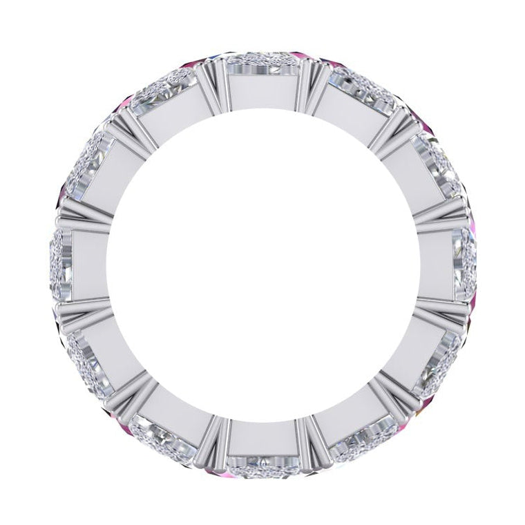Trilliant Pink Sapphire Lab Grown Diamond Eternity Band 9 Ct Gemstone Jewelry