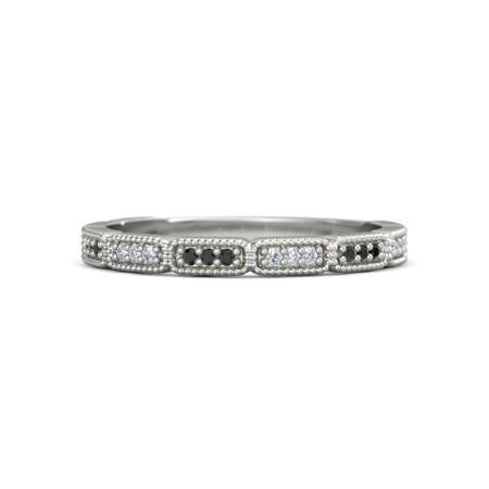 Anniversary Band 0.54 Carats Black Diamonds Vintage White Gold 14K - Band-harrychadent.ca