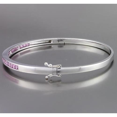 Pink Sapphire Bangle 5 Carats Women Jewelry White Gold - Bangle-harrychadent.ca
