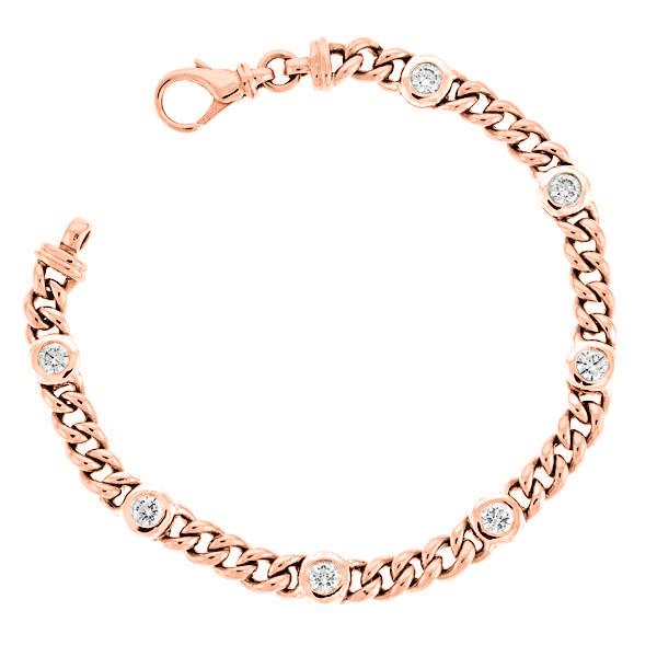 2.45 Carats Bezel Set Round Diamond Link Bracelet Women Gold Jewelry - Chain Bracelet-harrychadent.ca
