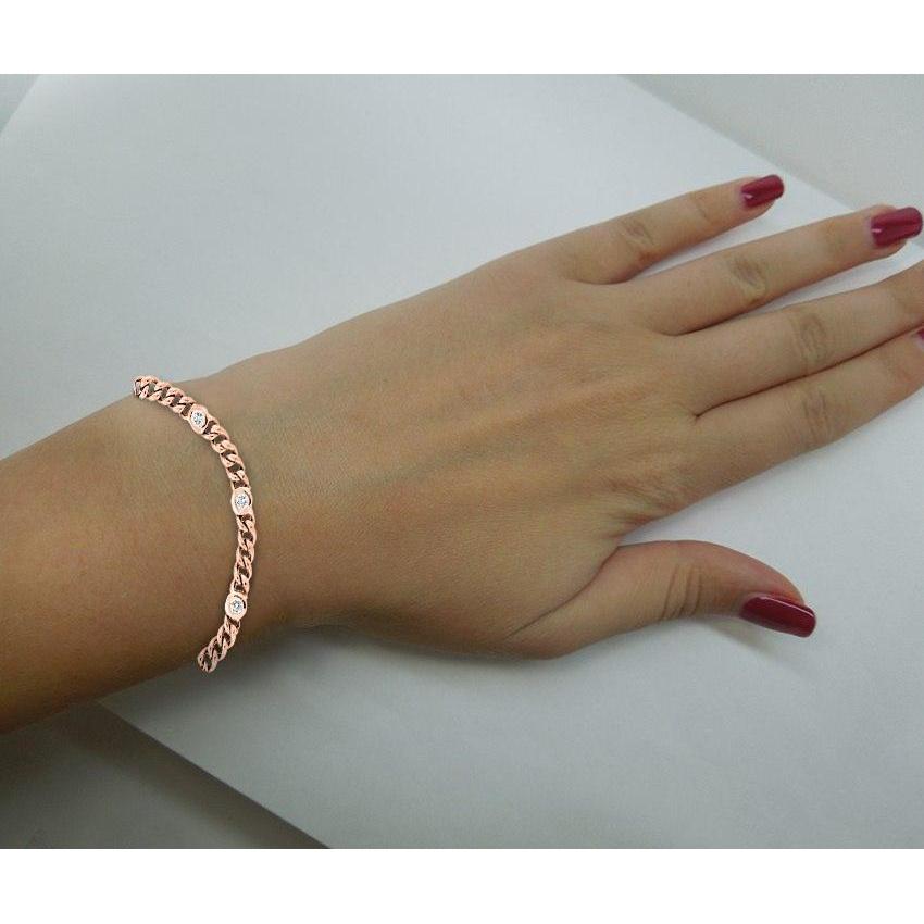 2.45 Carats Bezel Set Round Diamond Link Bracelet Women Gold Jewelry - Chain Bracelet-harrychadent.ca
