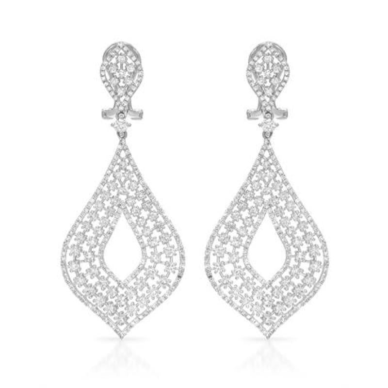 White Gold 14K Women Chandelier Earring Round Diamonds 5 Carats - Chandelier Earring-harrychadent.ca