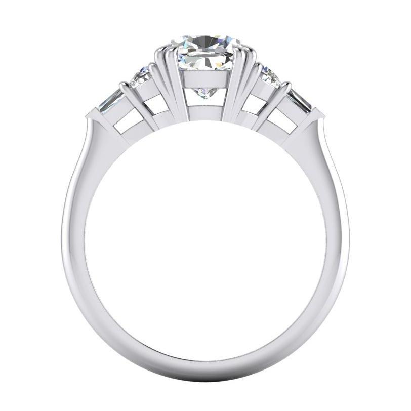 3 Ct Cushion Cut Half Moons Baguette Diamond Ring Excellent Cut 18K - Engagement Ring-harrychadent.ca