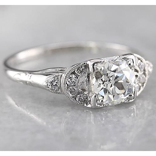 Old Miner Round Diamond Ring 1.50 Carats White Gold 14K - Engagement Ring-harrychadent.ca