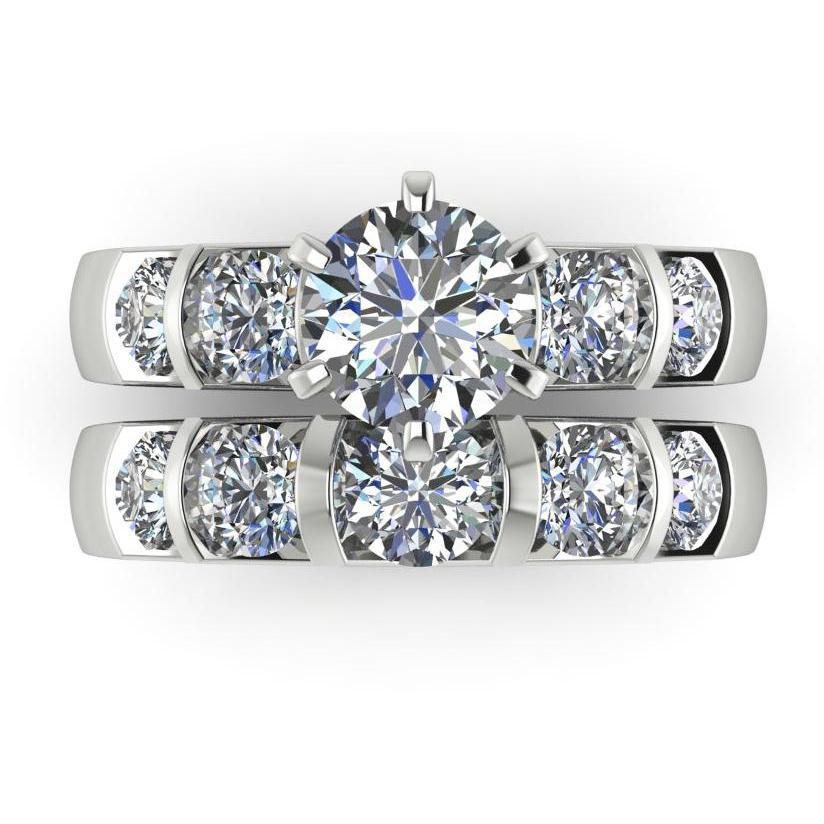 Round Diamond Engagement Ring Set 3.50 Carats Jewelry White Gold - Engagement Ring Set-harrychadent.ca