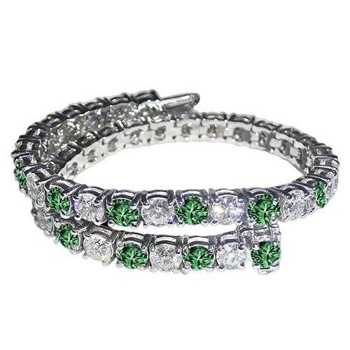 14 Ct. White Green Diamonds Tennis Bracelet White Gold - Gemstone Bracelet-harrychadent.ca