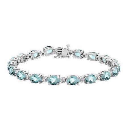 29.50 Carats Aquamarine And Diamonds Bracelet 14K White Gold New - Gemstone Bracelet-harrychadent.ca