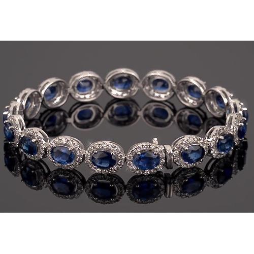 Blue Sapphire Tennis Bracelet Prong Set 39 Carats Women Jewelry - Gemstone Bracelet-harrychadent.ca