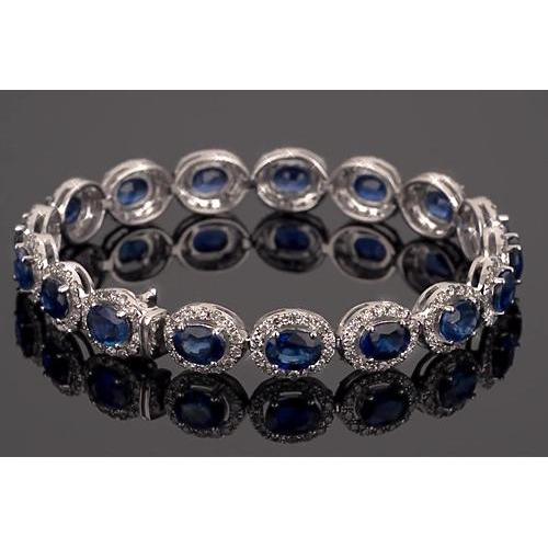 Blue Sapphire Tennis Bracelet Prong Set 39 Carats Women Jewelry - Gemstone Bracelet-harrychadent.ca