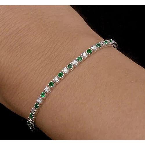 Diamond Tennis Bracelet Green Sapphire 6 Carats Women White Gold 14K - Gemstone Bracelet-harrychadent.ca
