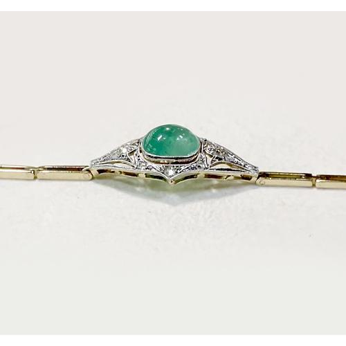 Jade Bracelet Round Diamond Bezel Set 6.50 Carats Two Tone Gold 14K - Gemstone Bracelet-harrychadent.ca