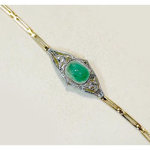Jade Bracelet Round Diamond Bezel Set 6.50 Carats Two Tone Gold 14K - Gemstone Bracelet-harrychadent.ca