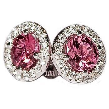 10.50 Carats Tourmaline With Diamonds Stud Earrings White Gold 14K - Gemstone Earring-harrychadent.ca