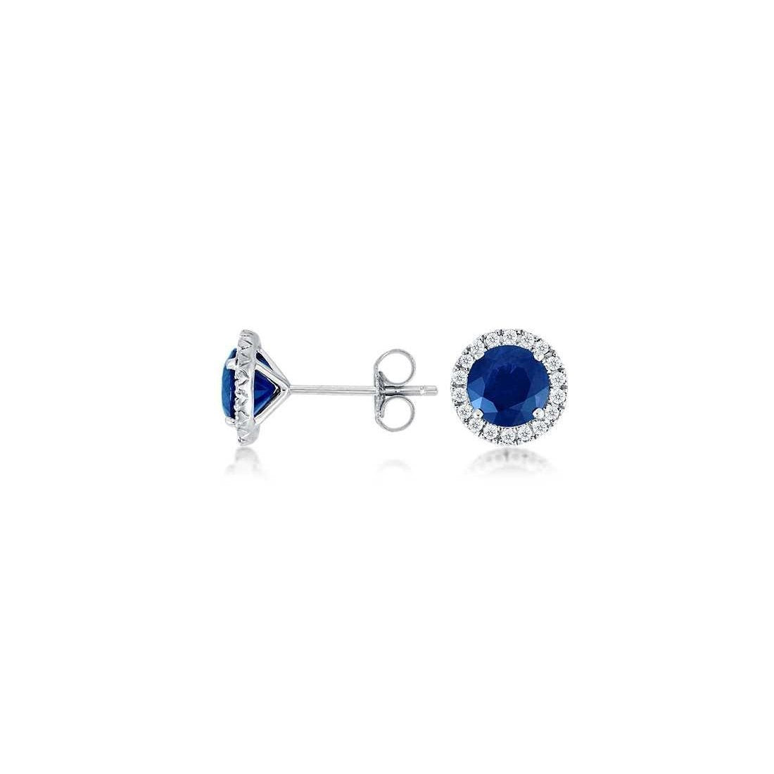 2.96 Ct Sri Lankan Sapphire Diamond Stud Earrings - Gemstone Earring-harrychadent.ca