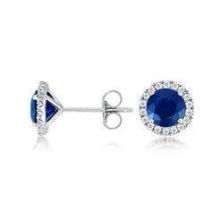 2.96 Ct Sri Lankan Sapphire Diamond Stud Earrings - Gemstone Earring-harrychadent.ca