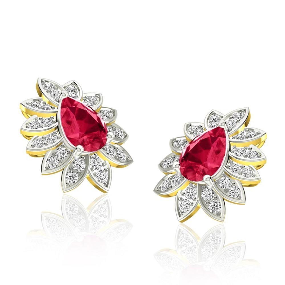 5.40 Carats Prong Set Ruby And Diamonds Studs Earrings Yg 14K - Gemstone Earring-harrychadent.ca