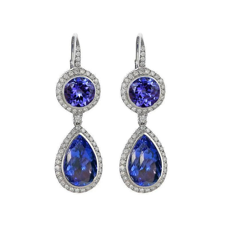 9 Carat Tanzanite Dangle Earrings With 14K White Gold - Gemstone Earring-harrychadent.ca