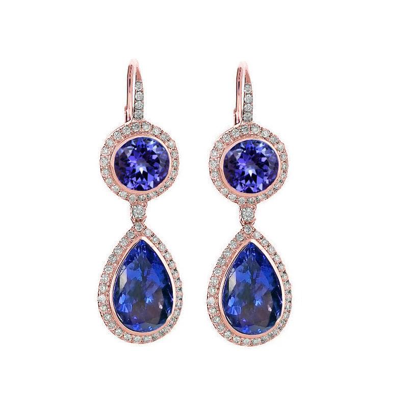 9 Carat Tanzanite Dangle Earrings With 14K White Gold - Gemstone Earring-harrychadent.ca