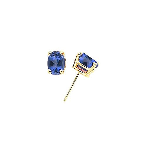 Blue Sapphire Stud Earrings 2 Carats 14K Yellow Gold - Gemstone Earring-harrychadent.ca