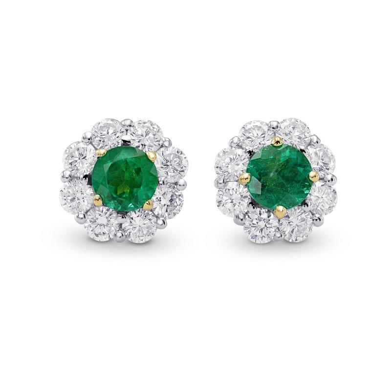 Green Emerald Round Cut Diamonds Halo Studs Earrings 5.80 Carats - Gemstone Earring-harrychadent.ca
