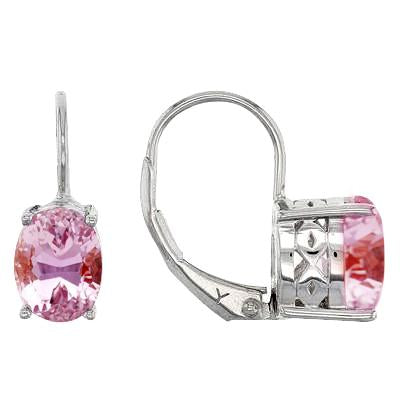 Women White Gold 14K Hoop Earrings 24 Ct Pink Kunzite - Gemstone Earring-harrychadent.ca